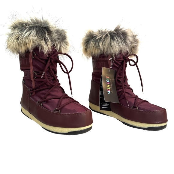 Moon Boot Women’s Snow boots Monaco Color: Cherry/burgundy Size:6 Waterproof NWT - Picture 7 of 16